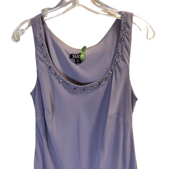 SL Fashions NY, Gray, Tier Beaded Neckline, Women's 10 Dress - Picture 3 of 13